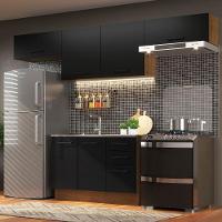 Cozinha Compacta Madesa Agata Armário e Balcão Rustico Preto - 1