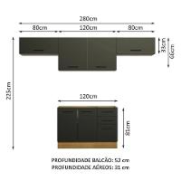 Cozinha Compacta Madesa Agata Armário e Balcão Rustico Preto