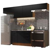 Cozinha Compacta Madesa Agata Armário e Balcão Rustico Preto - 5