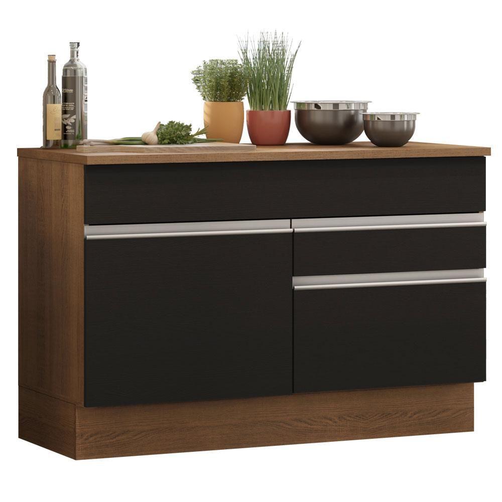 Balcão De Pia Madesa Glamy 120 Cm 1 Porta E 2 Gavetas Preto - 1