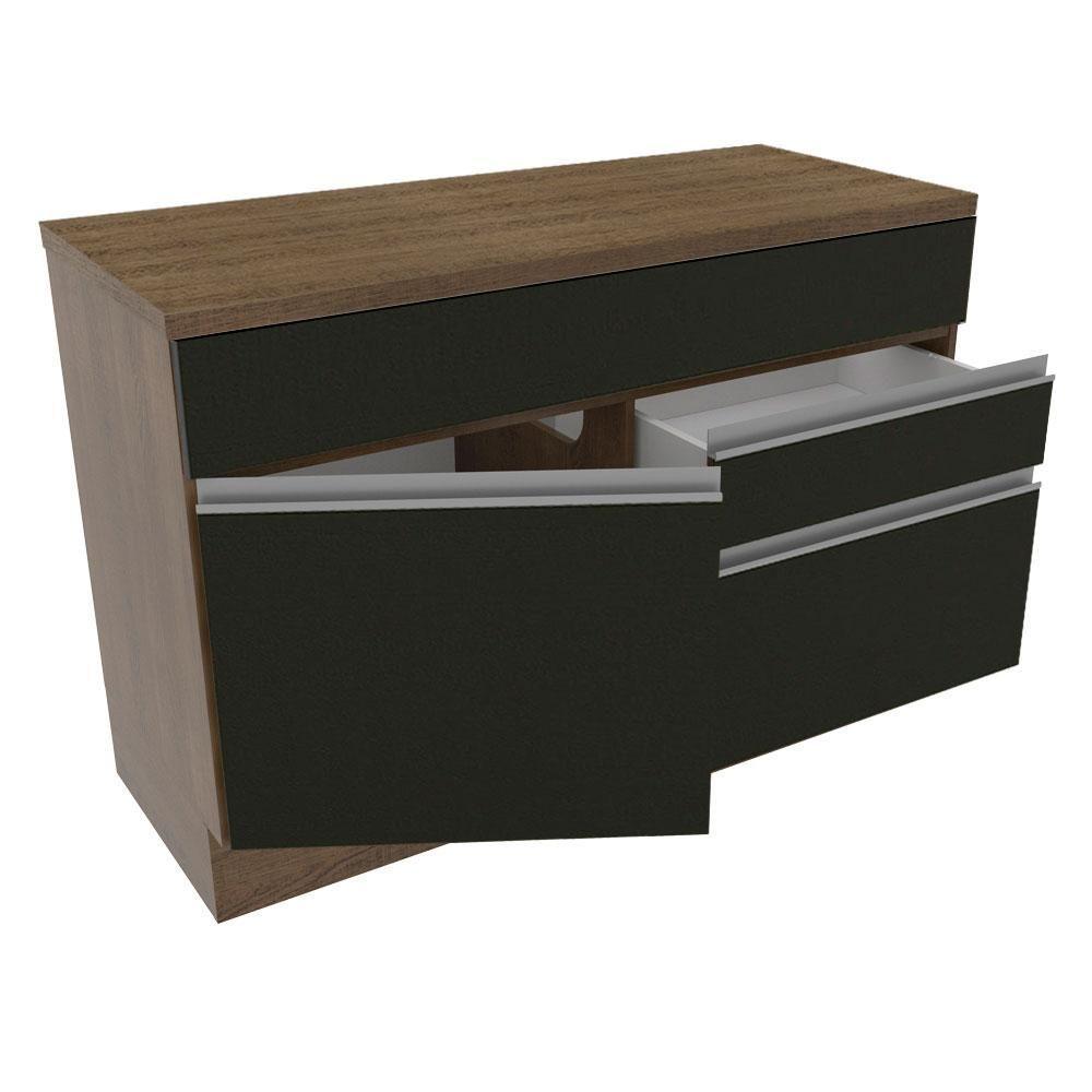 Balcão De Pia Madesa Glamy 120 Cm 1 Porta E 2 Gavetas Preto - 2