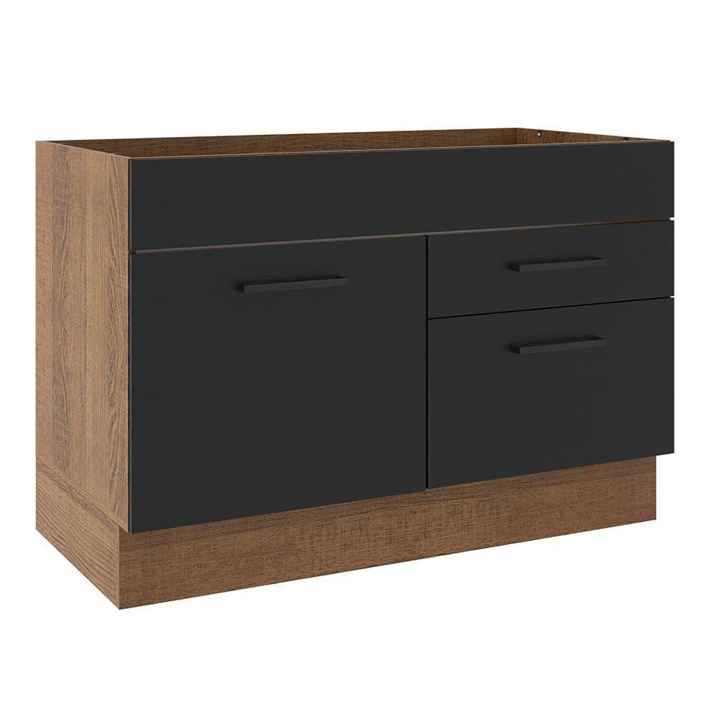 Balcão de Pia Madesa Agata 1 Porta 2 Gavetas Rustico Preto - 1