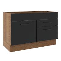 Balcão de Pia Madesa Agata 1 Porta 2 Gavetas Rustico Preto - 5