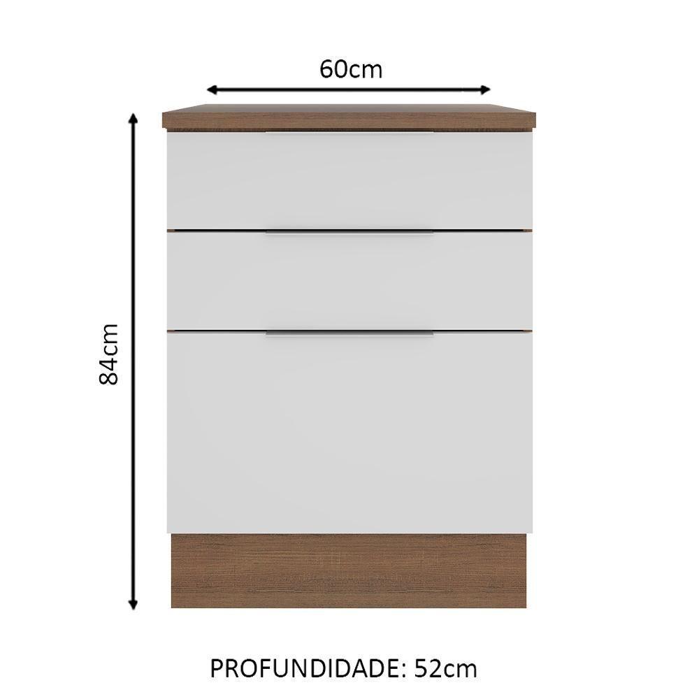 Balcão Stella 3 Gavetas Rustic/branco Madesa - 7
