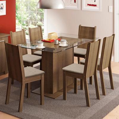 Kit Sala de Jantar Gales Rustic Mesa com 6 Cadeiras Madesa