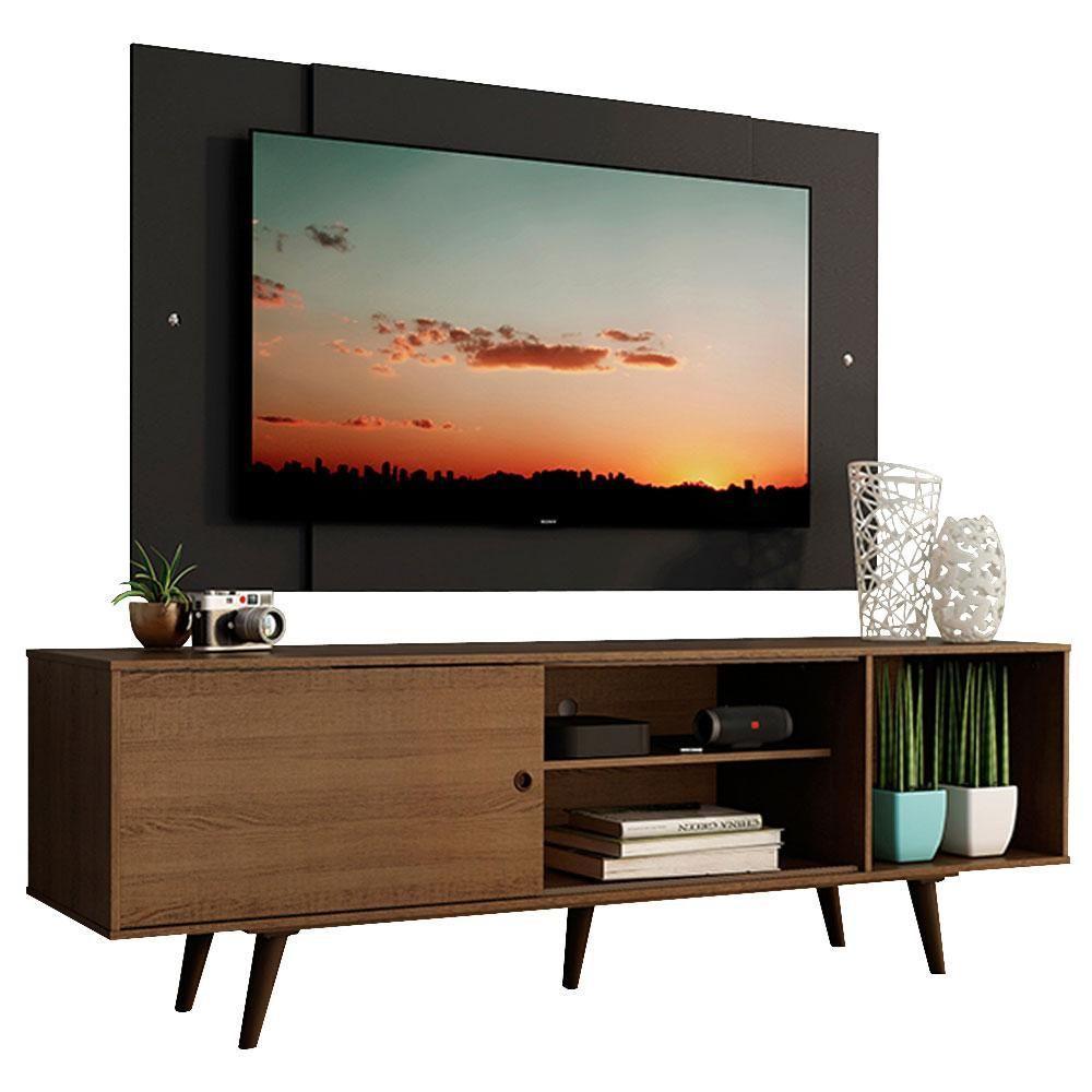 Rack Dubai com Pés e Painel Tv até 58" Rustic/preto Madesa - 1