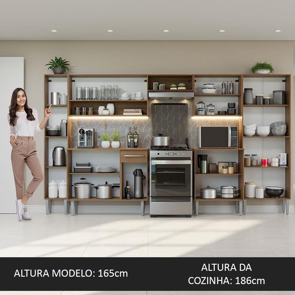 Armário De Cozinha Completa 325cm Rustic/preto/rustic Madesa - 6