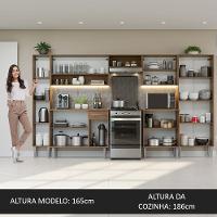 Armário De Cozinha Completa 325cm Rustic/preto/rustic Madesa - 6