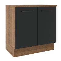 Balcão Madesa Agata 80cm 2 Portas Rustico Preto - 1