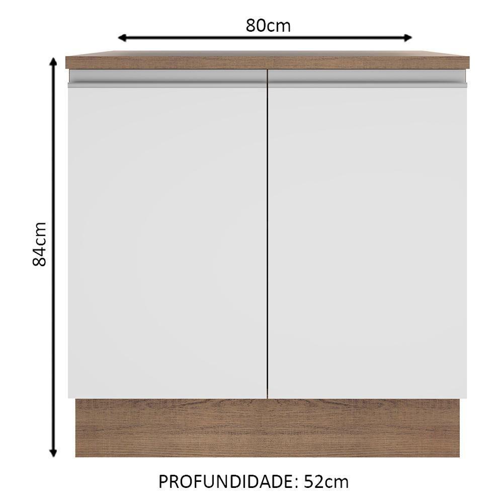 Balcão Glamy 80 cm 2 Portas Rustic e Branco Madesa - 4