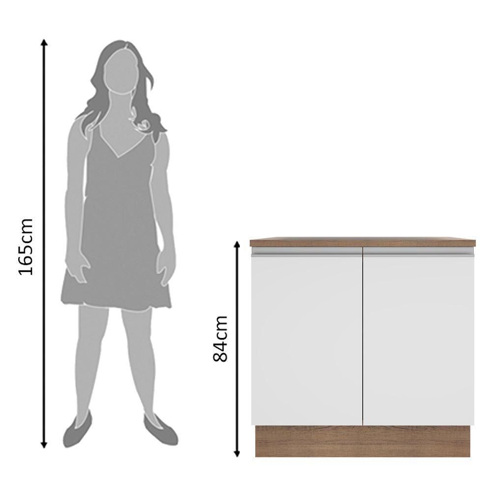 Balcão Glamy 80 cm 2 Portas Rustic e Branco Madesa - 7