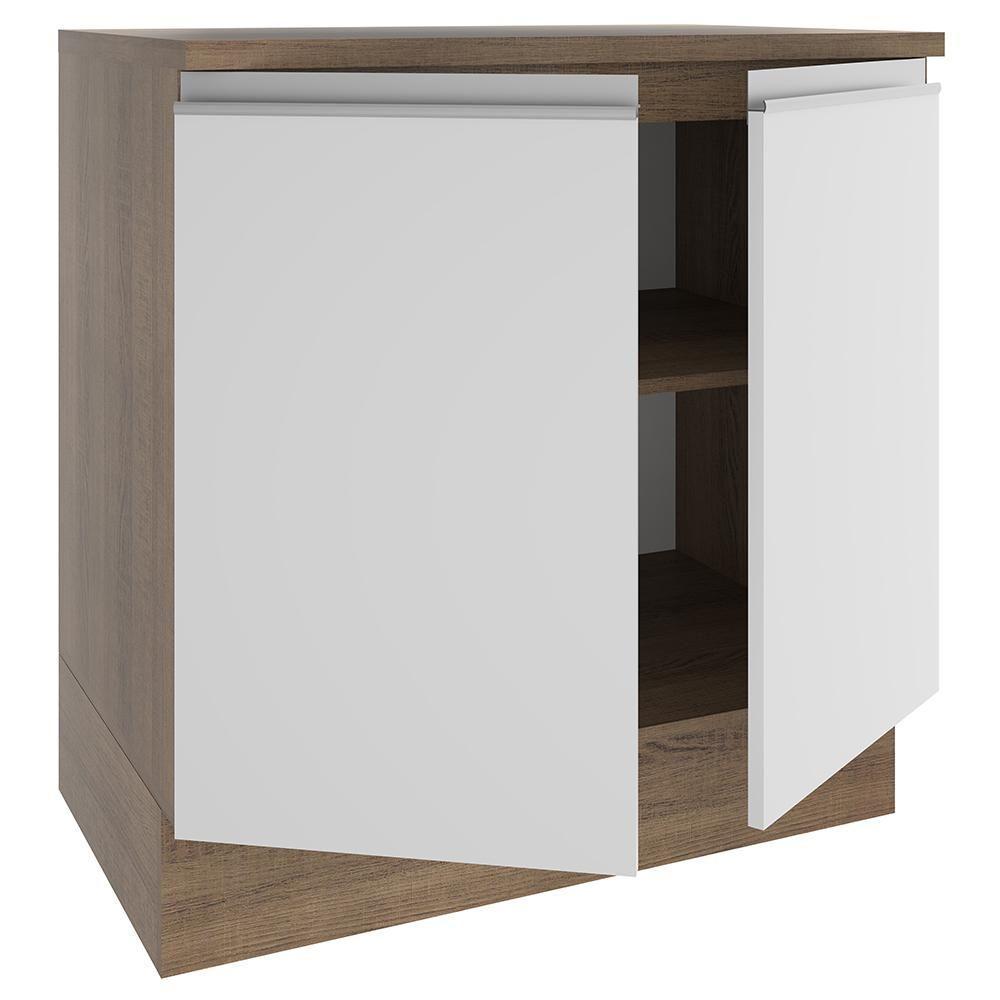 Balcão Glamy 80 cm 2 Portas Rustic e Branco Madesa - 10