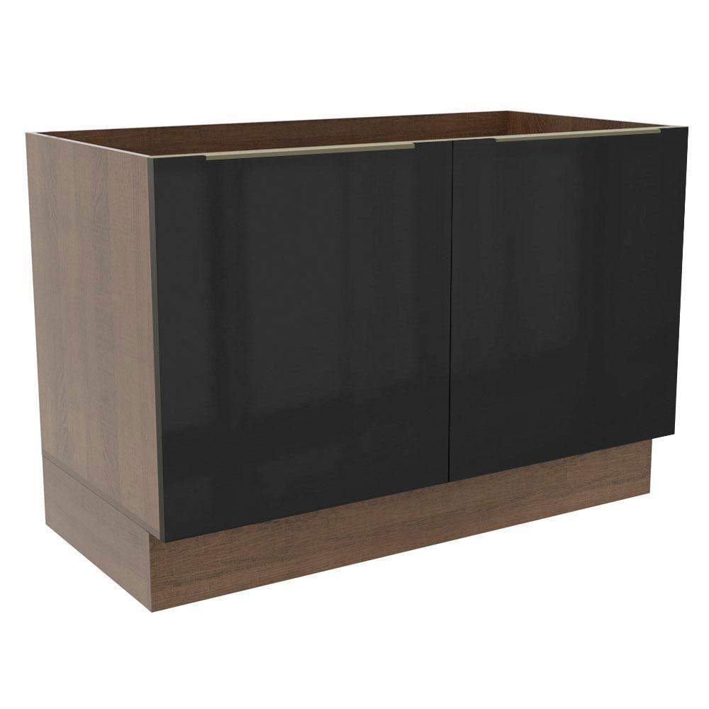 Balcão Gabinete de Pia Madesa Lux 120cm 2P Rustic e Preto - 1