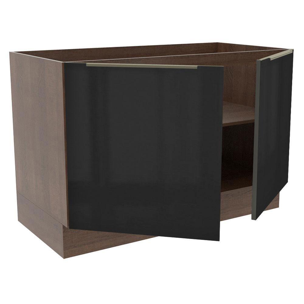 Balcão Gabinete de Pia Madesa Lux 120cm 2P Rustic e Preto - 2