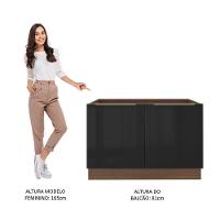 Balcão Gabinete de Pia Madesa Lux 120cm 2P Rustic e Preto - 5