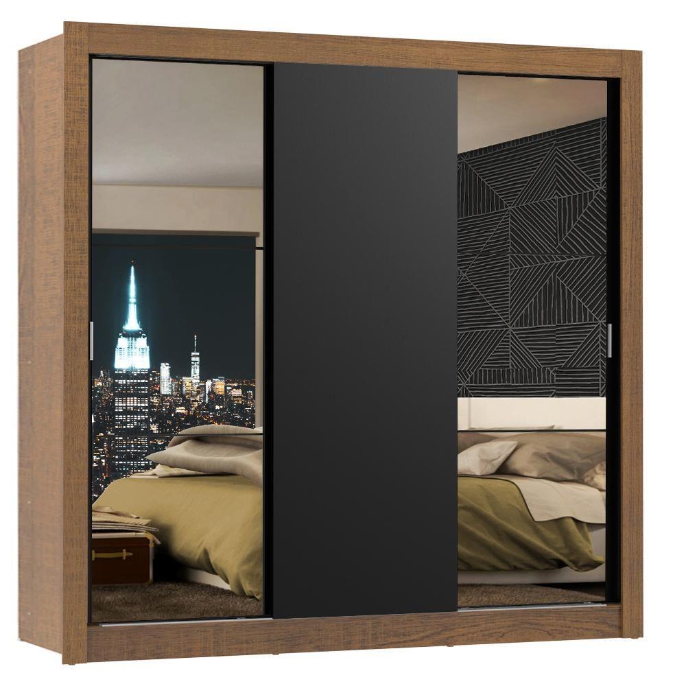 Guarda Roupa Casal Mônaco 3 Portas de Correr Espelhos Madesa - 1