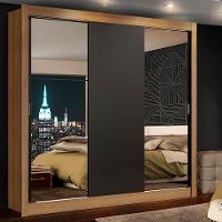 Guarda Roupa Casal Mônaco 3 Portas de Correr Espelhos Madesa - 4