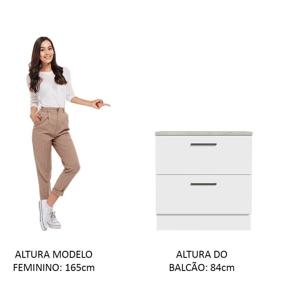 Balcão 80 Cm 2 Gavetas Branco Agata Madesa Branco - 7