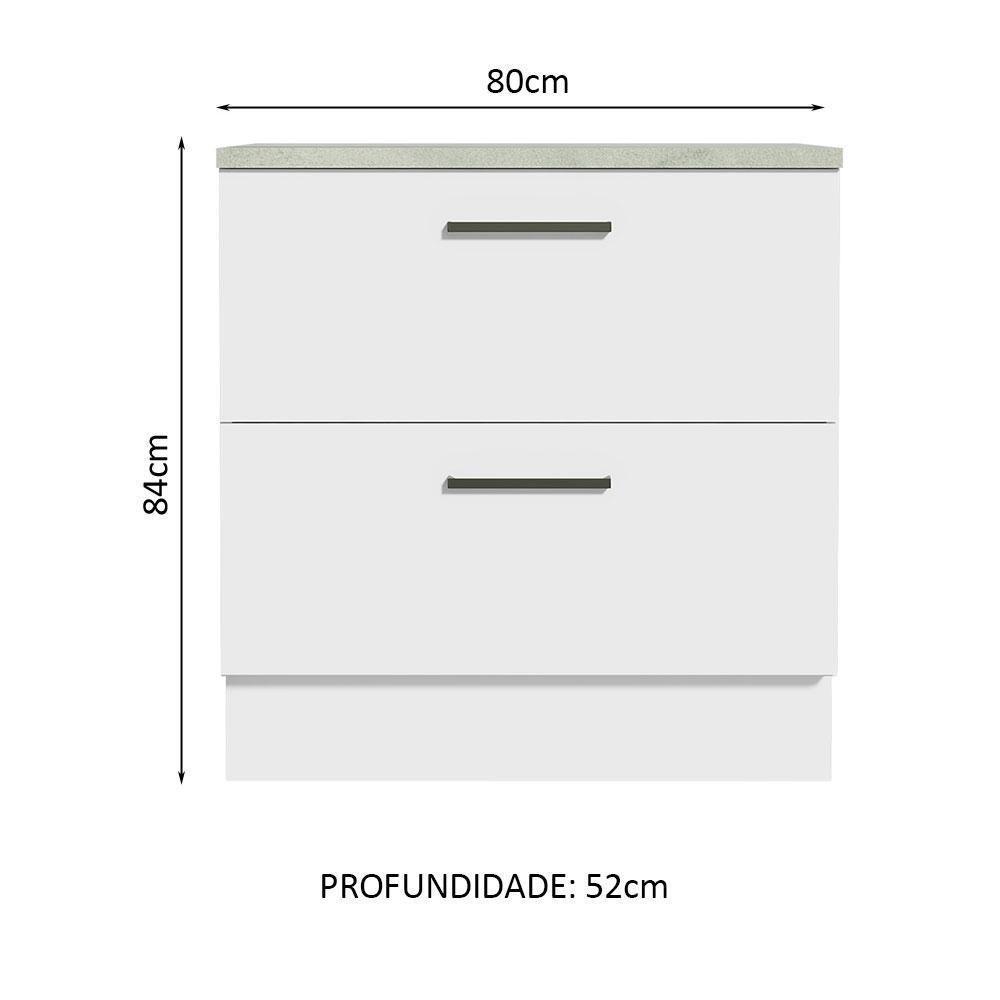 Balcão 80 Cm 2 Gavetas Branco Agata Madesa Branco - 9