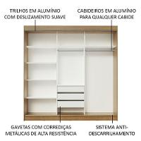 Guarda-roupa 4 Portas de Correr de Espelho 3 Gavetas Madesa - 17