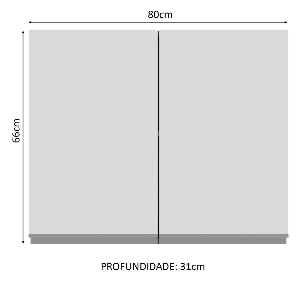 Armário Aéreo Glamy 80cm 2 Portas Rustic/Branco Madesa - 7