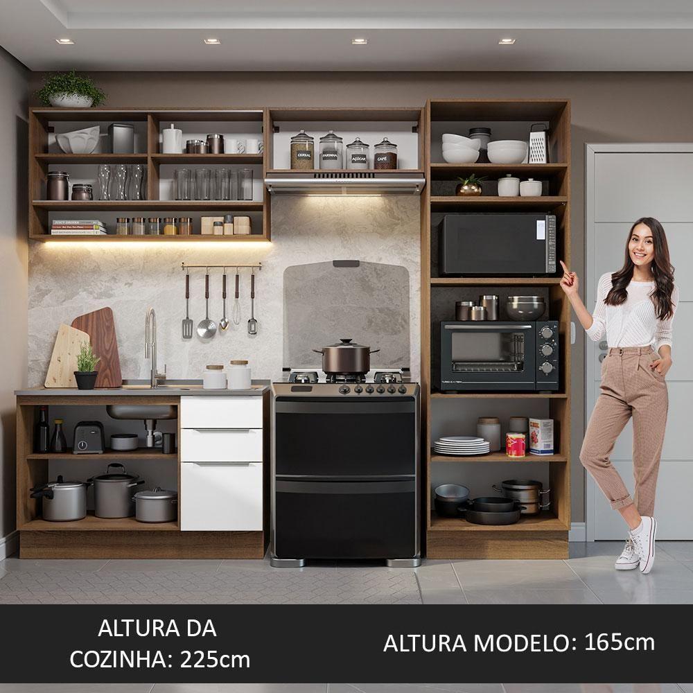 Armário De Cozinha Completa 270cm Rustic/branco Stella Madesa 07 Rustic/branco - 7