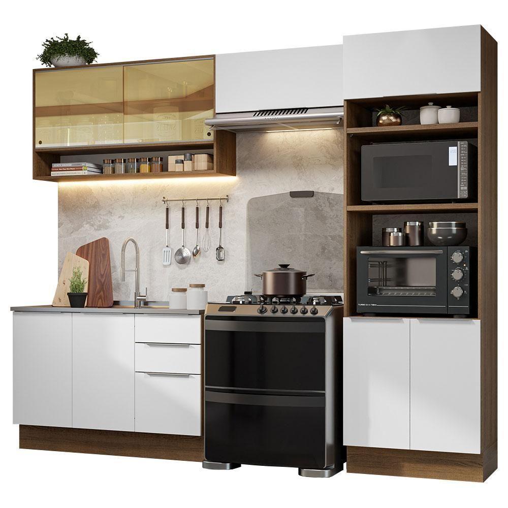 Armário De Cozinha Completa 270cm Rustic/branco Stella Madesa 07 Rustic/branco - 10