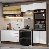 Armário De Cozinha Completa 270cm Rustic/branco Stella Madesa 07 Rustic/branco - 1