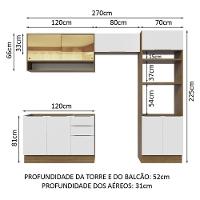 Armário De Cozinha Completa 270cm Rustic/branco Stella Madesa 07 Rustic/branco - 9