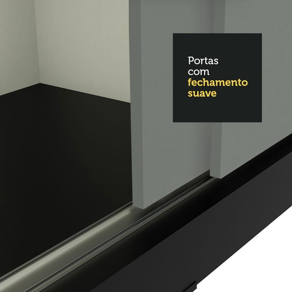 Guarda-roupa Madesa Reno 3 Portas Correr Espelho Preto Cinza - 5