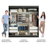 Guarda-roupa Madesa Reno 3 Portas Correr Espelho Preto Cinza - 3