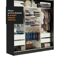 Guarda-roupa Madesa Reno 3 Portas Correr Espelho Preto Cinza - 11