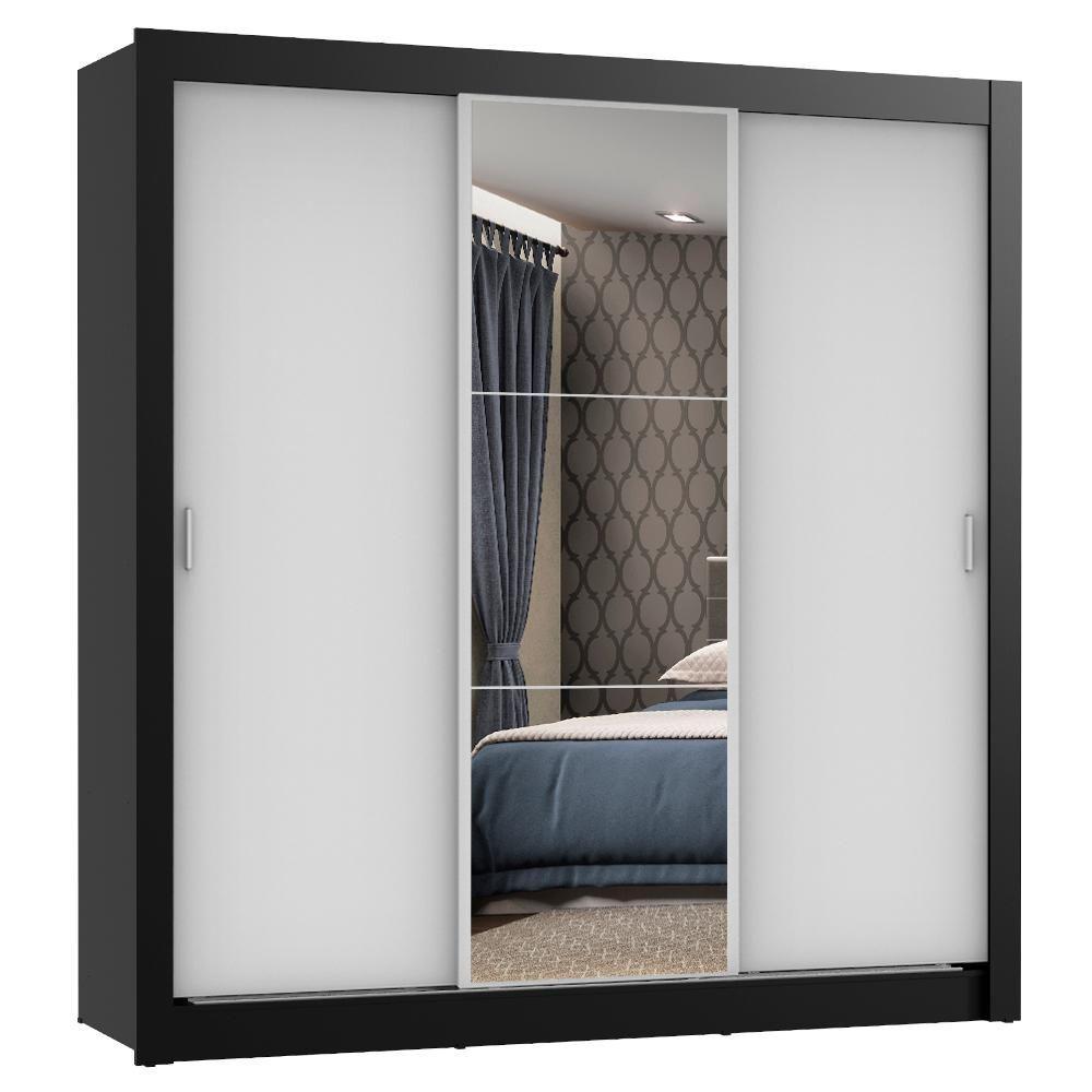 Guarda Roupa Casal Mônaco 3 Portas de Correr Espelho Madesa - 1