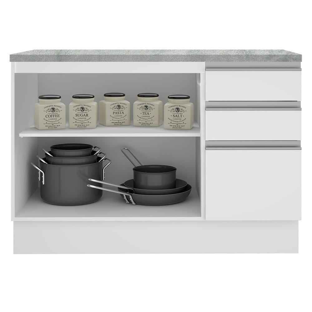 Balcão de Pia Glamy 2 Portas 3 Gavetas Branco Madesa - 3
