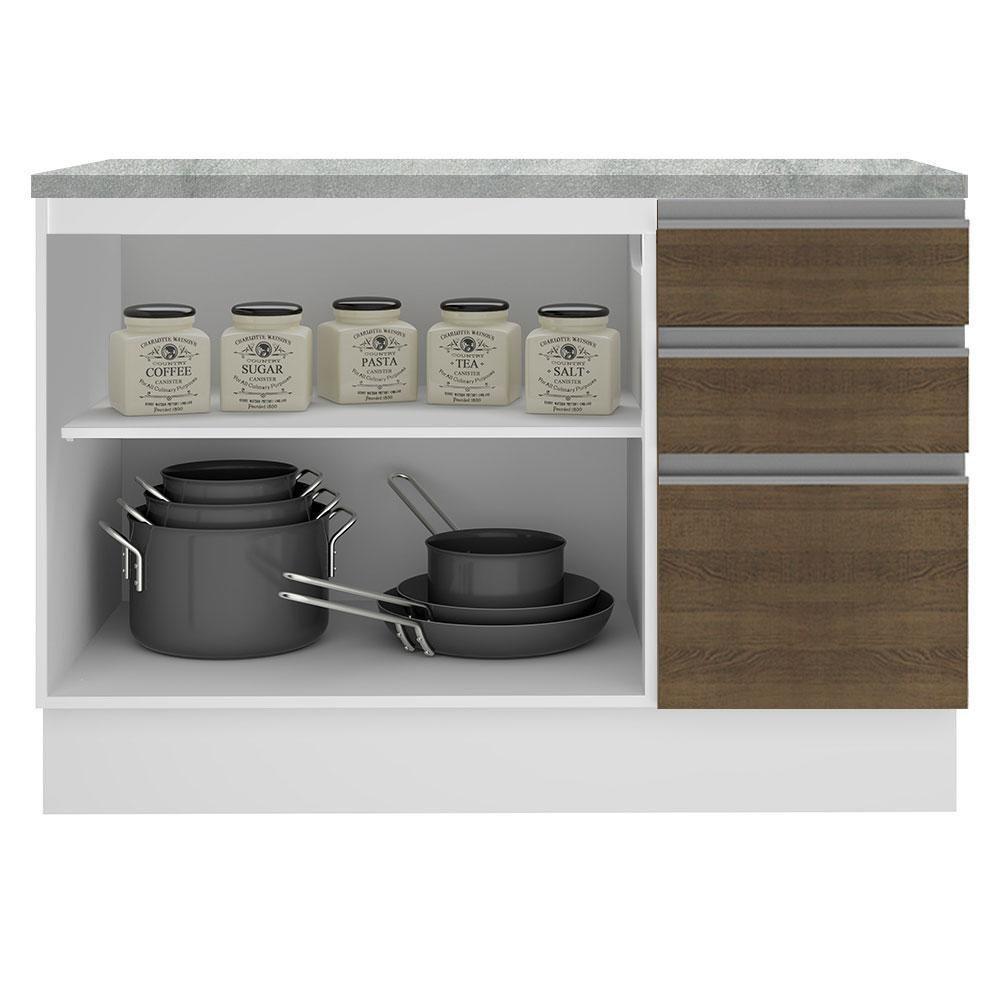 Balcão de Pia Glamy 2 Portas 3 Gavetas Branco/rustic Madesa - 3