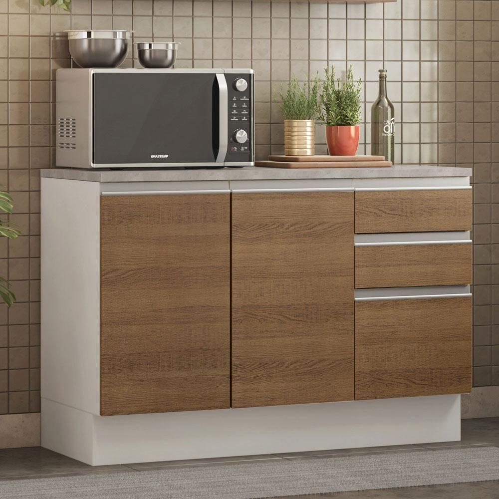 Balcão de Pia Glamy 2 Portas 3 Gavetas Branco/rustic Madesa - 4