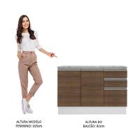 Balcão de Pia Glamy 2 Portas 3 Gavetas Branco/rustic Madesa - 6