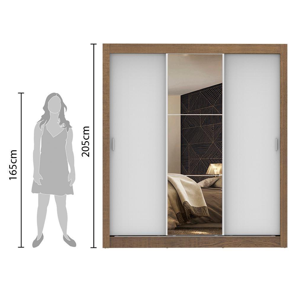 Guarda Roupa Casal Mônaco 3 Portas Correr 1 Espelho Madesa - 7