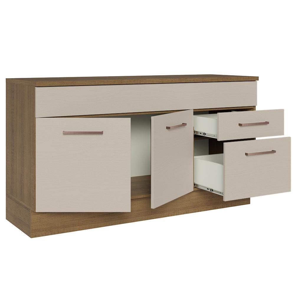 Balcão Gabinete De Pia 150 Cm 2 Gavetas 2 Portas (com Tampo) Rustic/crema Agata Madesa - 7