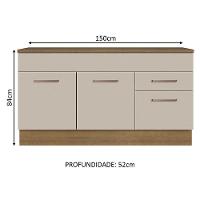 Balcão Gabinete De Pia 150 Cm 2 Gavetas 2 Portas (com Tampo) Rustic/crema Agata Madesa - 8