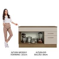 Balcão Gabinete De Pia 150 Cm 2 Gavetas 2 Portas (com Tampo) Rustic/crema Agata Madesa - 10