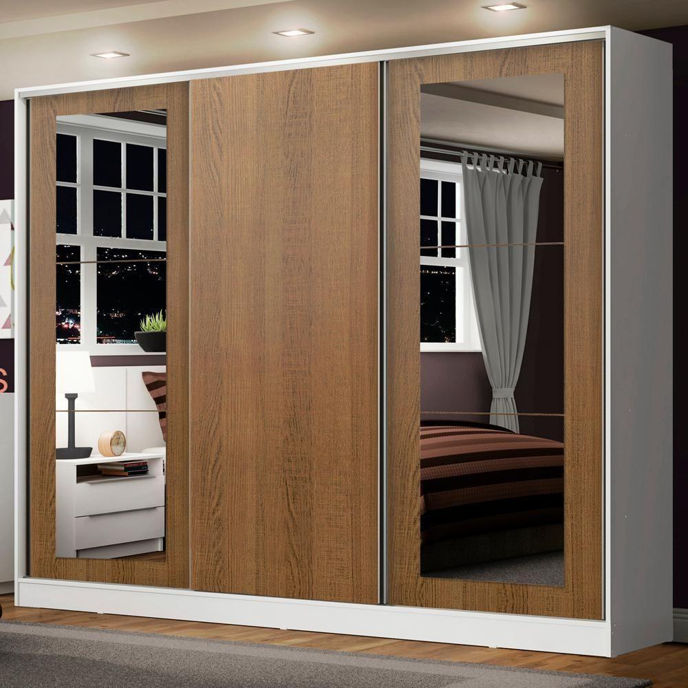Guarda-roupa Casal Madesa Eros 3 Portas de Correr com Espelhos  - 1