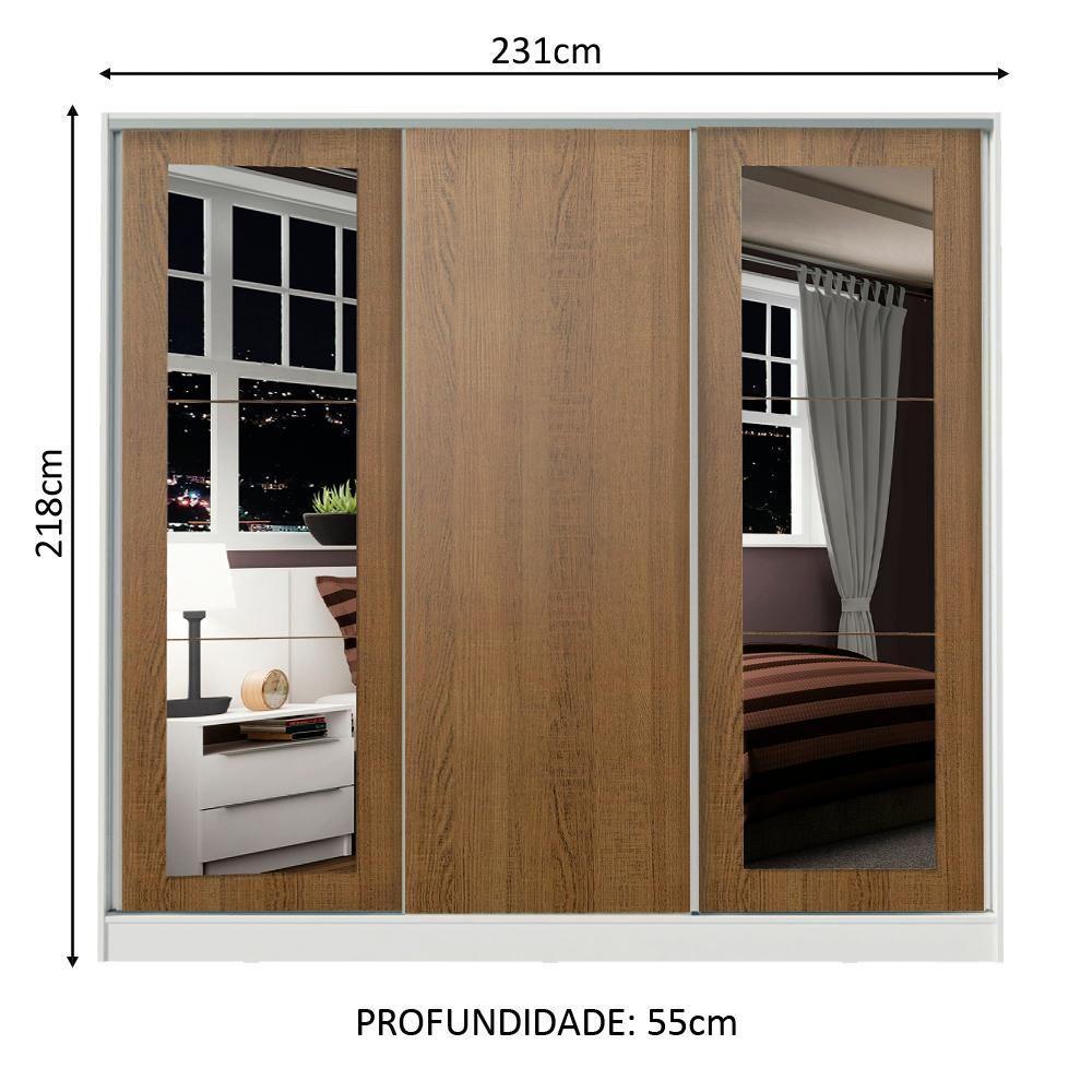 Guarda-roupa Casal Madesa Eros 3 Portas de Correr com Espelhos  - 6