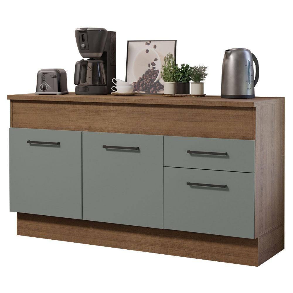 Balcão De Pia 150 Cm 2 Portas E 2 Gavetas Rustic/Cinza - 1