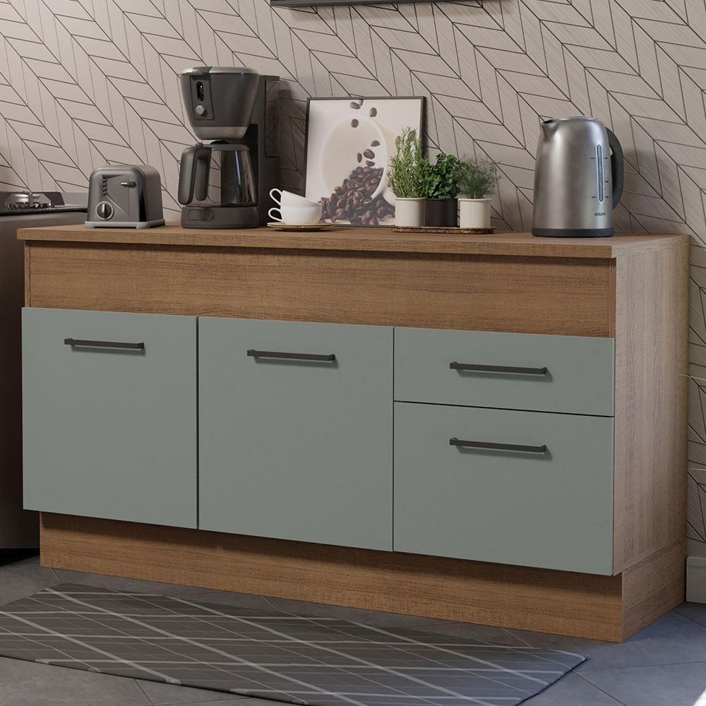 Balcão De Pia 150 Cm 2 Portas E 2 Gavetas Rustic/Cinza - 10