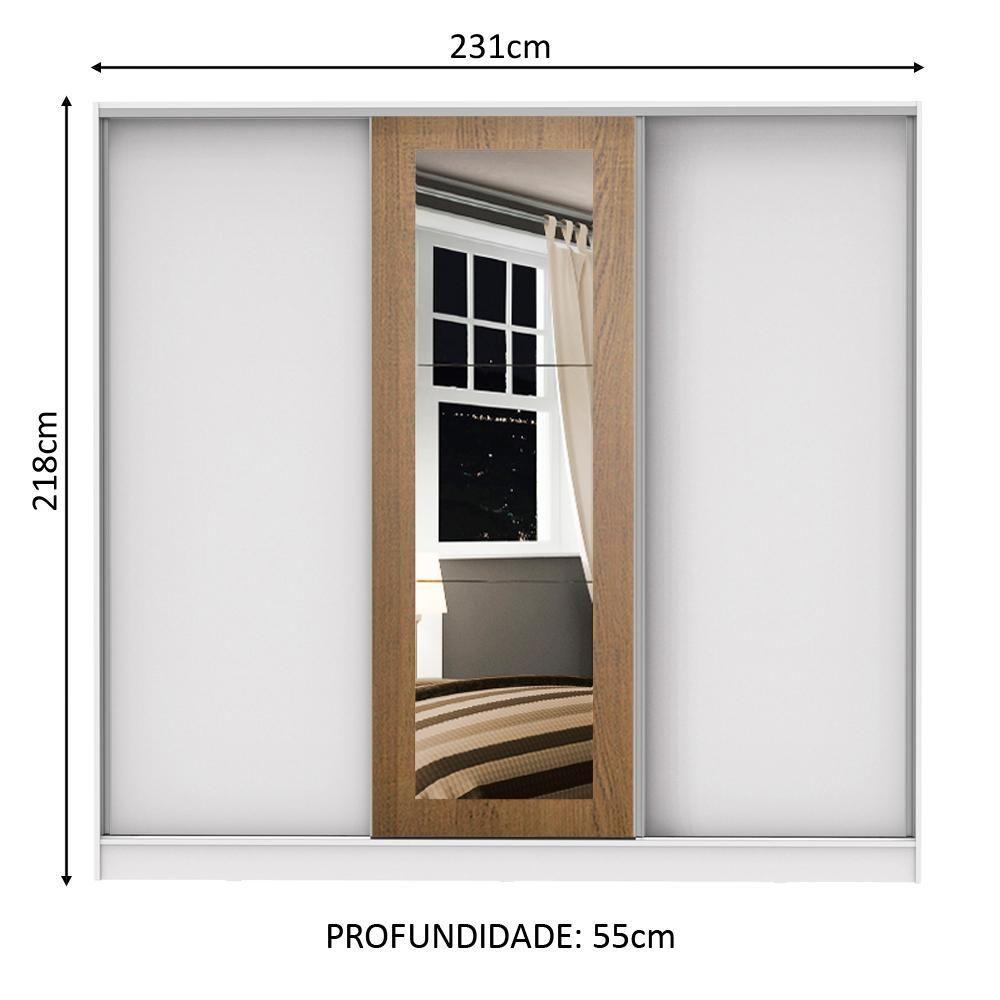 Guarda Roupa Casal 100%Mdf Madesa Eros 3 Portas BR/BR/rustic - 7