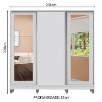 Guarda-roupa Casal Eros 3 Portas de Correr com Espelhos com Pés Madesa