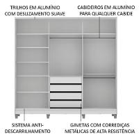 Guarda-roupa Casal Eros 3 Portas de Correr com Espelhos com Pés Madesa - 8