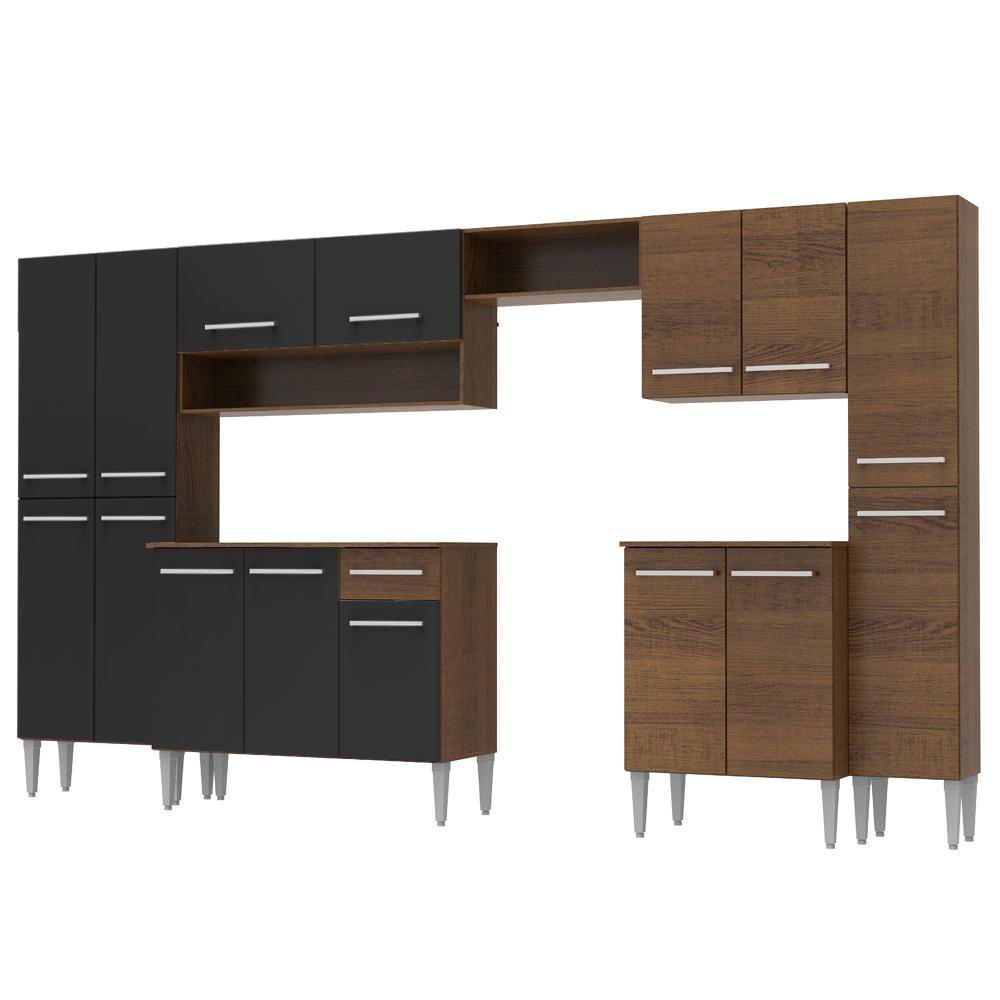 Cozinha Completa Emilly Armário e Balcão Preto/Rustic Madesa - 2