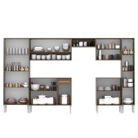 Cozinha Completa Emilly Armário e Balcão Preto/Rustic Madesa